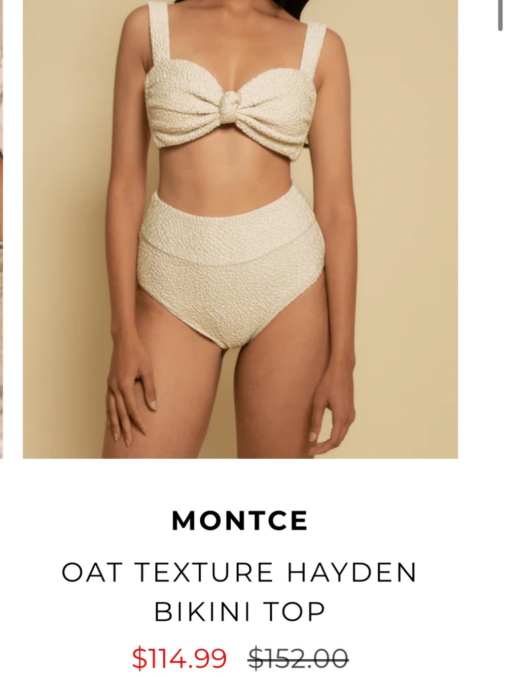 Montce Textured Knot Bandeau Bikini Set in Oat
